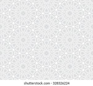 Arabesque Star Pattern, Light Grey Background, Vector Illustration