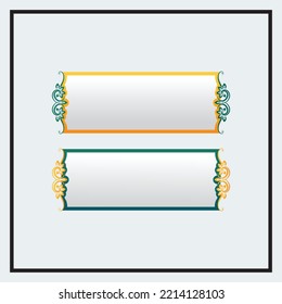 Arabesque style Islamic Banner Set Text Box Title Frame With Floral Corner.