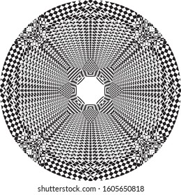 arabesque target schield plate like swirling abstract cut art deco illustration black on transparent background