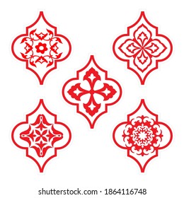 Arabesque Tile Christmas Ornaments. Template for vinyl cutting, paper craft, stickers, cards