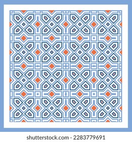 Arabesque tissue pattern. Arabic line ornament with geometric shapes.