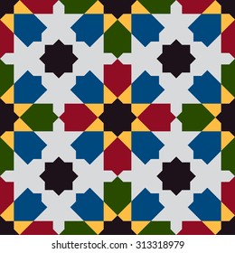 Arabesque. Traditional moroccan tile ornament. Seamless pattern. Vector illustration.