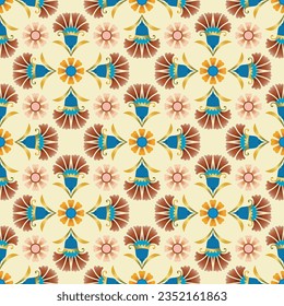  Arabesque vector flowers ornament seamless pattern.