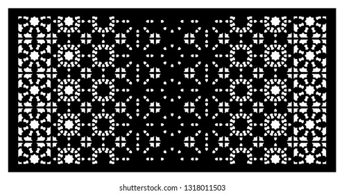 Arabesque vector gradient panel. Laser cutting. Template for interior partition in arabic style. Ratio 1:2
