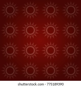 Arabesque vector ornament. Floral symmetrical geometrical symbols seamless pattern. Colorful ethnic mandalas in red, beige and pink colors.