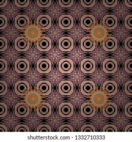 Arabesque vector ornament. Old ceramic tile wall seamless pattern texture. Colorful ethnic patterned background in beige, black and brown colors.