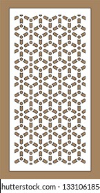 Arabesque vector panel. Laser cutting. Template for interior partition in arabic style. Ratio 1:2