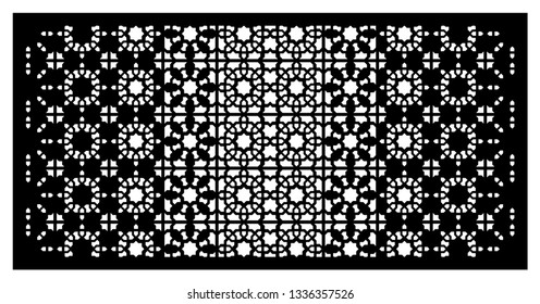 Arabesque vector panel. Laser cutting. Template for interior partition in arabic style. Ratio 1:2