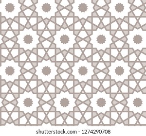 Arabesque vector seamless pattern. Arabic geometric tile and grid background or texture.