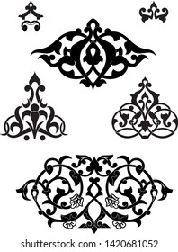 Arabesque vector set for design. Arabesque decor black on white illustration

