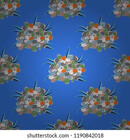 Arabesque. Vintage abstract vector floral seamless pattern in green, blue and gray colors. Intersecting curved elegant stylized forget-me-not flowers, leaves and scrolls forming abstract floral.