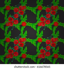 Arabesque. Vintage abstract vector floral seamless pattern on a gray background. Intersecting curved elegant stylized poppy flowers, leaves and scrolls forming abstract floral ornament in Arabic style