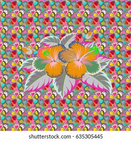 Arabesque. Vintage abstract vector floral seamless pattern in beige and green colors. Intersecting curved elegant stylized leaves and scrolls forming abstract floral ornament in Arabic style.