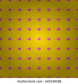Arabesque. Vintage abstract vector floral seamless pattern on a yellow background. Intersecting curved elegant stylized plumeria flowers, leaves and scrolls forming floral ornament in Arabic style.