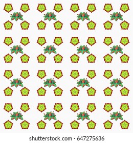 Arabesque. Vintage abstract vector floral seamless pattern in beige and green colors. Intersecting curved elegant stylized leaves and scrolls forming abstract floral ornament in Arabic style.