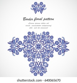 Arabesque vintage ornate border elegant floral decoration print for design template vector. Eastern style pattern. Ornamental illustration for invitation, greeting card, wallpaper, wedding invitation