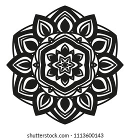 Arabesques black and white color. Template for engraving, embroidery, burning out on a tree and other creative. Logo eco style.