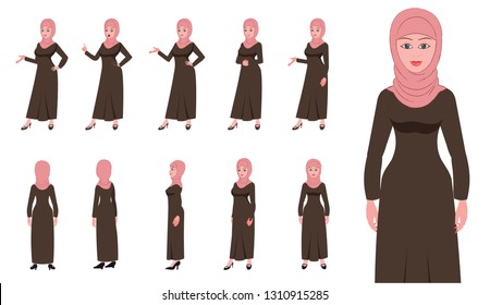 ArabGirl Character Turnaround With presentation posses