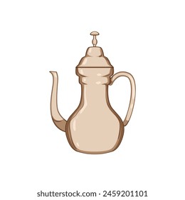 arabian arabic tea pot cartoon. arab dallah, kettle turkish, saudi food arabian arabic tea pot sign. isolated symbol vector illustration
