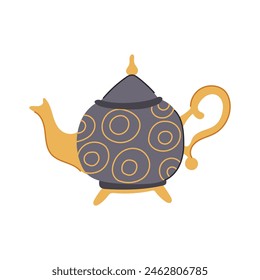 caricatura de la olla de té árabe arábigo. dallah árabe, hervidor de ramadán, golfo de arabia saudita muestra de la olla de té árabe. símbolo aislado Ilustración vectorial