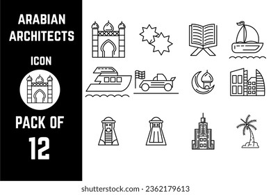 Arabian Architects icon pack bundle lineart vector template
