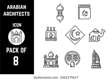 Arabian Architects icon pack bundle lineart vector template
