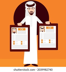 Arabian Businessman Hold Two Cv