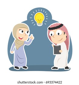 arabian businesswoman got idea when her partner writing report
