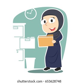 arabian businesswoman holding file document