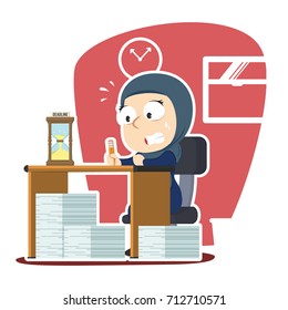 arabian businesswoman panic with lot of task and deadline