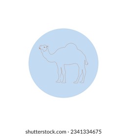 Arabian camel logo on a round background.