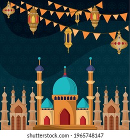 arabian city lanterns decoration celebration