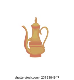 Arabian coffee pot (dallah) on white background