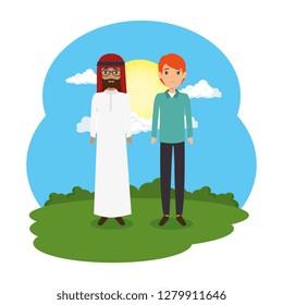 arabian couple in the landscape