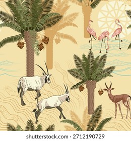 Desierto árabe, patrón sin fisuras, Ilustración vectorial