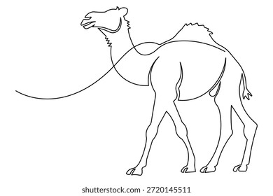 Icono de dromedario árabe continuo de una línea de arte dibujo animal elemento