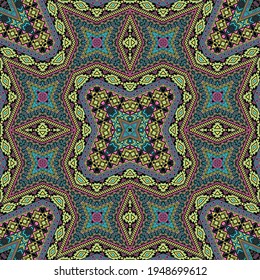 Arabian endless pattern vector design. Traditional geometric texture. Fabric print in ethnic style. Patchwork motifs in aztec style.