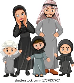 Arabian family on holiday illustration