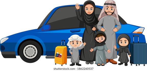 Arabian family on holiday illustration