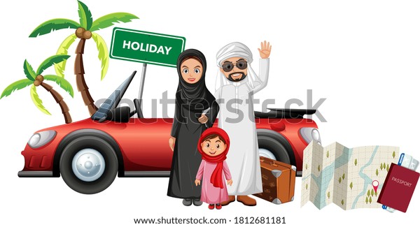 Arabian family on holiday\
illustration