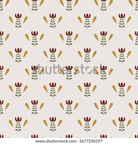 Arabian flower seamless pattern for desert coffee. Middle east traditional print. Vector