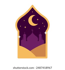 arabian frame night and mosque isolated