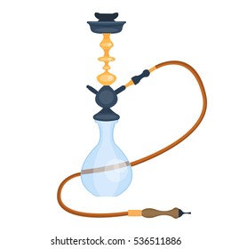 Arabian hookah. Oriental tradition. Vector illustration, cartoon style