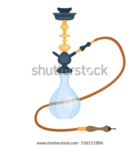 Arabian hookah. Oriental tradition. Vector illustration, cartoon style