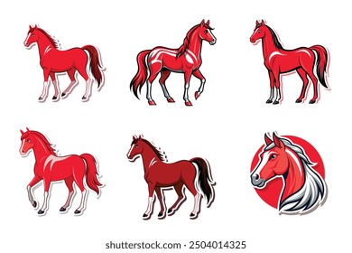 Arabian Horse full body sticker vector illustration design