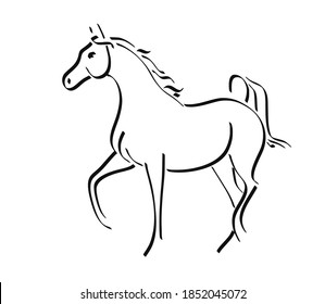 Arabian horse line logo vector illustration