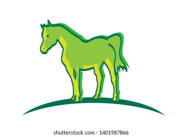 Arabian Horse in outline abstract style. Editable Clip Art.