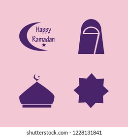 arabian icon. arabian vector icons set mosque, happy ramadan, arab woman and islamic star