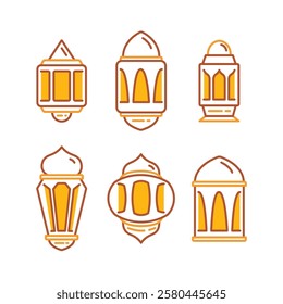 Arabian Islamic Lantern Element for Ramadan – Elegant Vector Illustration Featuring Traditional Hanging Lanterns with Ornamental Details. Perfect for Ramadan, Eid, Islamic Festivities, and Greetings