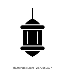Arabian lantern glyph icon. Chinese street light. Black silhouette symbol isolated. Vector stock illustration